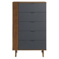 thumbnail image 7 of Dresser Drawer Chest Stand, Grey Gray Walnut, Wood, Modern Contemporary, Mid Century Bedroom Living Master Guest Suite Room, 7 of 7