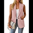 thumbnail image 3 of Chaleco Sin Mangas de Verano para Mujer, Estilo Informal, para Oficina, con Bolsillos. Rosa S, 3 of 9