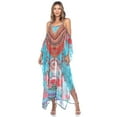 thumbnail image 5 of White Mark PSLD985-227 Women Plus Size Sheer Maxi Caftan Sparkle Tunic Top, Red - One Size, 5 of 10