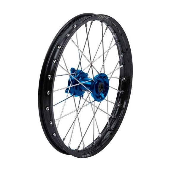 Tusk Impact Complete Wheel - Front 17 x 1.40 Black Rim/Silver Spoke/Blue Hub For Suzuki RM85L 2003-2008,2012-2013
