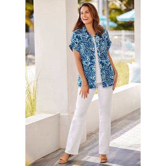 Woman Within Plus Size Relaxed Campshirt