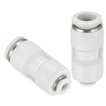 Uxcell 2 Pcs Push to Connect Fittings Reducing 1/2" Tube OD x 1/4" Tube OD Straight Pneumatic Quick Connector, White