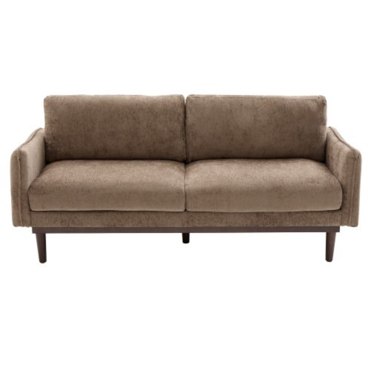 Modern Style Loveseat Sofa 75.75" 2 Seater Sofa Couch with Spacious Seating Area, Chenille Fabric Upholstered Sofa with Pocket Spring Cushions and Rubber Wood Legs for Living Room, Brown