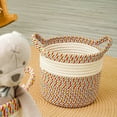 thumbnail image 4 of Cesta de almacenamiento de algodón tejida a mano | Cesta decorativa tejida boho con asas para guardería, ropa, juguetes, libros, lavadero | 7.87"x7.87"x7.87" Multicolor | Caja de cubo de cuerda para, 4 of 6