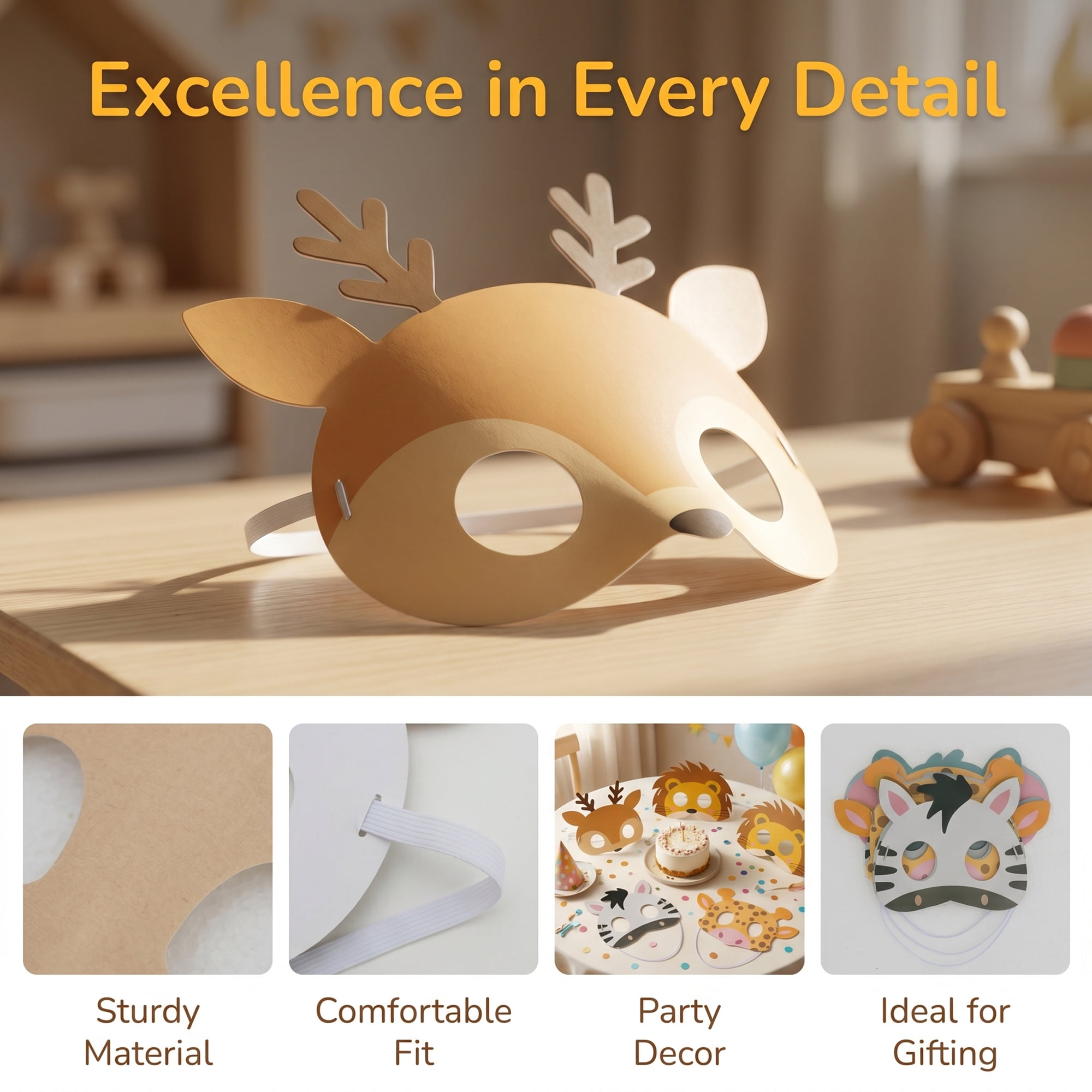 Unique Bargains 6-Pack Cartoon Paper Masquerade Masks for Party Style A Set 7.6" x 5.8"