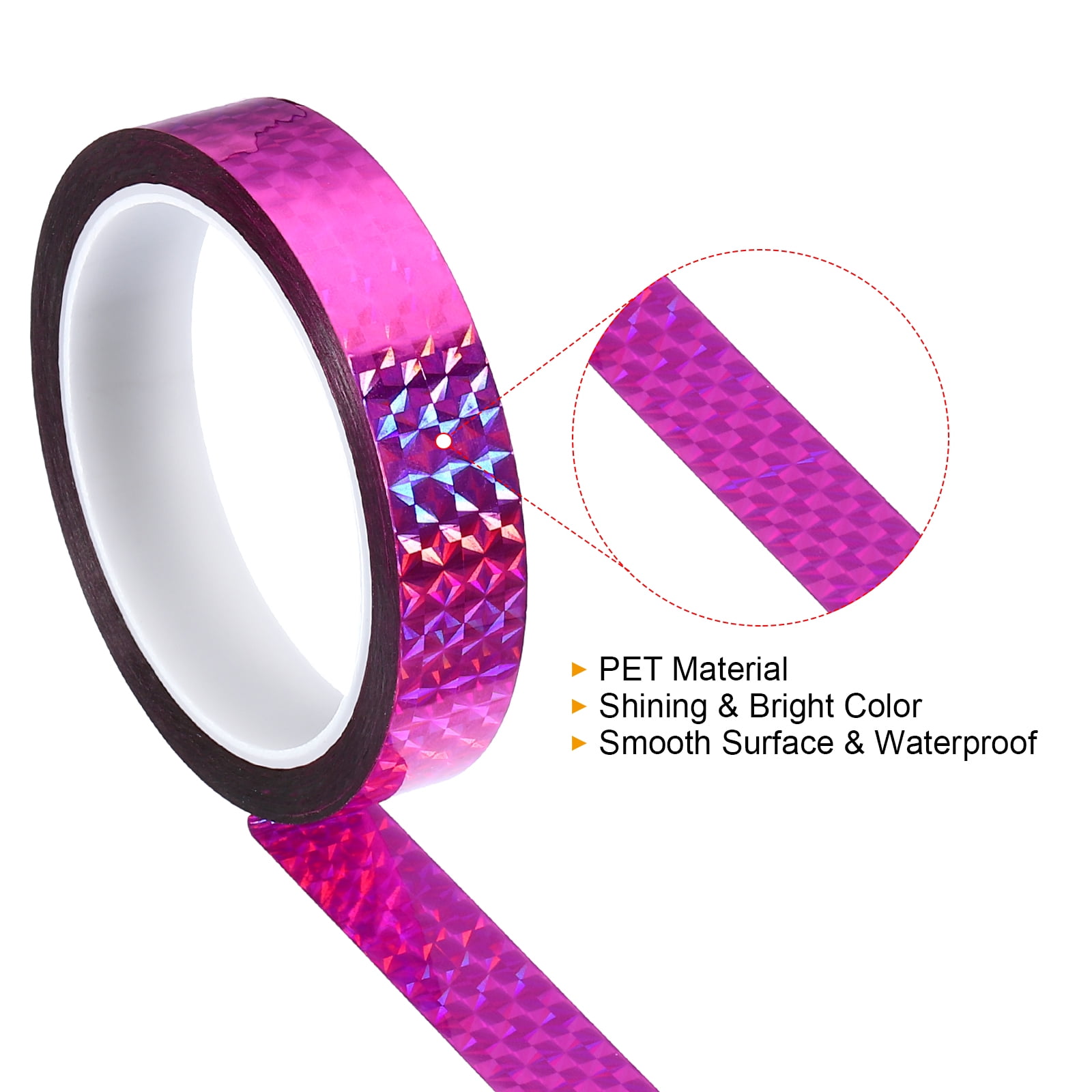 20mm x 50m Prism Tape, Holographic Reflective Self Adhesive for DIY Art  Craft Wrapping Decoration, Rose Red 