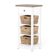 thumbnail image 2 of Livy Storage Rack End Table with 3 Natural Brown Rattan Baskets, White, 2 of 5