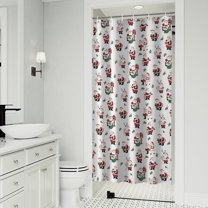 White Christmas Santa Pattern Shower Curtain 36"x72" ,Bathroom Decorative Shower Curtains Set with 12 Hooks,Modern Waterproof Washable Shower Curtain
