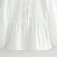 thumbnail image 6 of Ltctricy Babydoll Tops for Women Crew Neck Tie Front Solid Color Lantern Long Sleeve Shirts Casual Loose Blouses(White,Small), 6 of 6