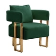 thumbnail image 5 of Teddy Fleece Upholstered Metal Foot Chair, Upholstered Armchair Mid Century with Gold Metal Legs, Ergonomic Design, Modern Accent Chair for Dressing Area, Reception Room and Office, Green, 5 of 8