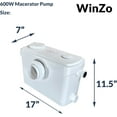 thumbnail image 3 of WinZo 600W Macerating Toilet with Upflush System for Basement Comfort 17" With Dual Flush Toilet Tank & Pump Three Connections For Sink,Bathtub,White (WZ5813-600), 3 of 7