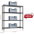 thumbnail image 3 of M MZG 4-Tier Adjustable Heavy Duty Metal Wire Shelving Unit, Wide Storage Rack Organizer for Garage, Kitchen, Office, Dorm, Warehouse, Black, 17.7" D x 59" W x 70.86" H,, 3 of 7