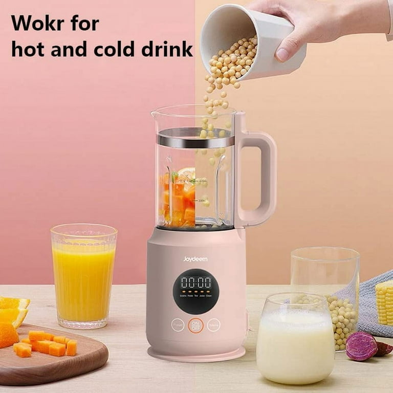 Joydeem Mini Cooking Blender Soy Milk Maker Personal Hot & Cold Countertop  Blender for Juice Soup Tea 12h Preset 420ml Pink 