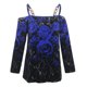 thumbnail image 5 of Blusa informal de manga larga con cuello en V y cremallera suelta con estampado floral para mujer Pompotops gfhjh5156, 5 of 5