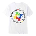thumbnail image 4 of Autism Awareness Shirt Men: Autism Acceptance T Shirt Autism Support Inspirational Short Sleeve Tee Tops(White,M), 4 of 4