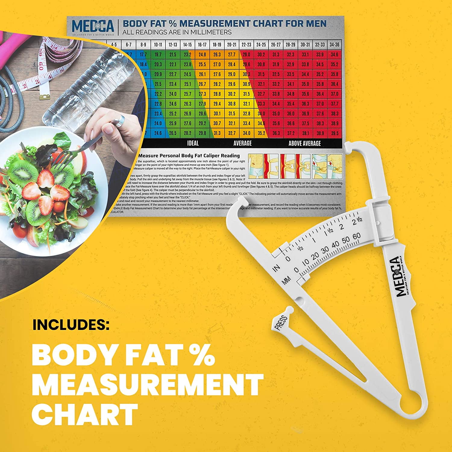  Myotape Body Measure Tape and Accu-Measure Body Fat Caliper  Bundle : Health & Household