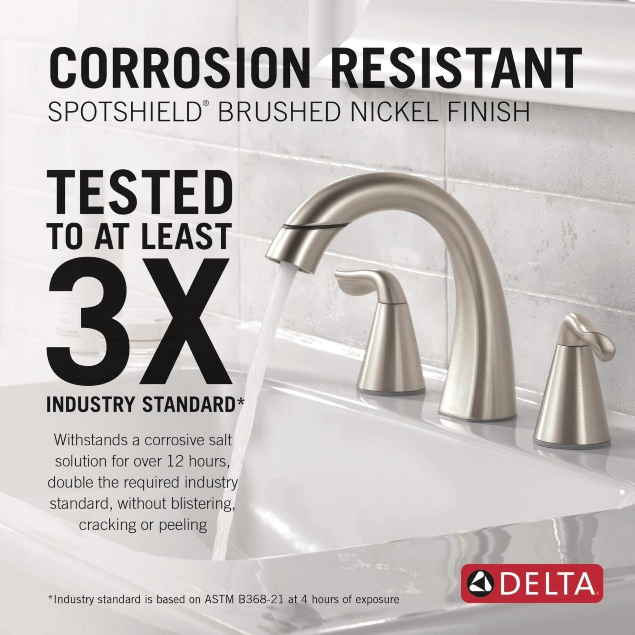 Delta Arvo Brushed Nickel Bathroom Faucet with Sprayer, 8 Inch 3 Hole Widespread Bathroom Sink Faucet with Pull Out Sprayer, Push-Pop Drain, SpotShield Stainless