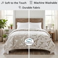 thumbnail image 2 of Mainstays Iris Leaf Stitched Quilt, King, Beige, Reversible Lightweight Bedding, 2 of 9