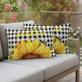 thumbnail image 3 of Outdoor Pillow Covers 20x12 Set of 2, Sunflowers Waterproof Patio Throw Pillow Covers for Couch Sofa Chair, Black White Check Sunshine Buffalo Bee Decorative Pillowcases for Throw Pillows, 3 of 9