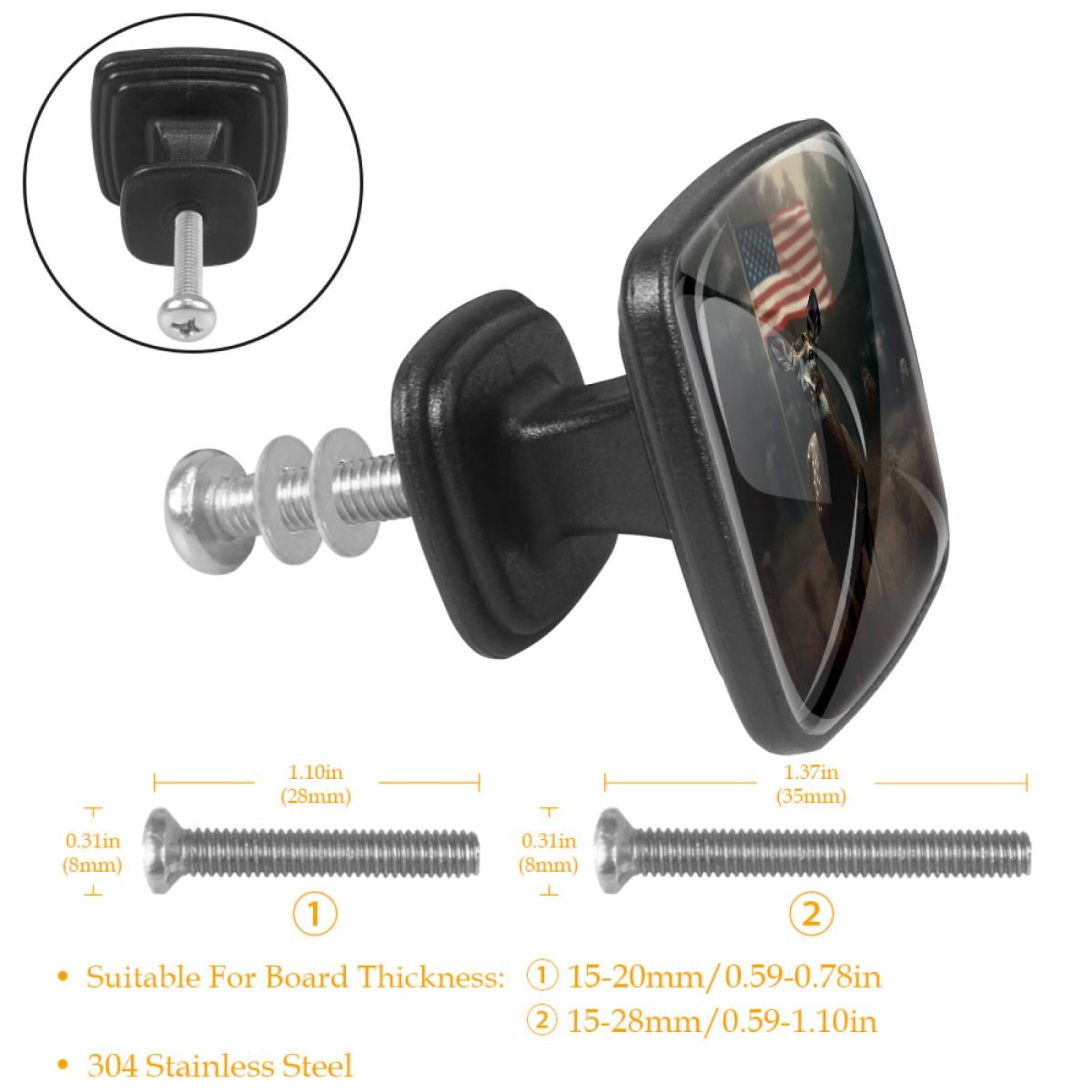 4 Pcs Cabinet Handle Drawer Pulls Deer and American Flag Knobs with Screws Square Furniture Office Cabinet Knob Decoration
