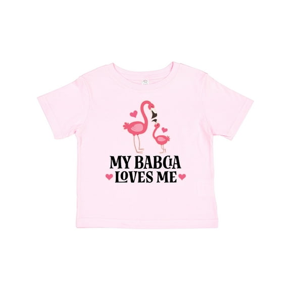 Inktastic My Babcia Loves Me Flamingo Girls Baby T-Shirt