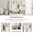 thumbnail image 2 of Triple Tree 4-in-1 White Mudroom Bench Coat Hanger Storage Bench Hall Tree, 2 of 9