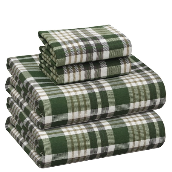 Ruvanti Flannel Sheets Twin Size 4 Pcs - 100% Cotton Double Brushed Bed Sheets, Deep Pockets 16 Inches, All Seasons Breathable, Extra Soft & Comfy Twin Sheets Set, Olive Brown