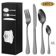 thumbnail image 5 of 40 Piece Stainless Steel Silverware Set for Eight Dishwasher Cutlery Elegant Flatware for Dining Experience 24PCS, 5 of 5