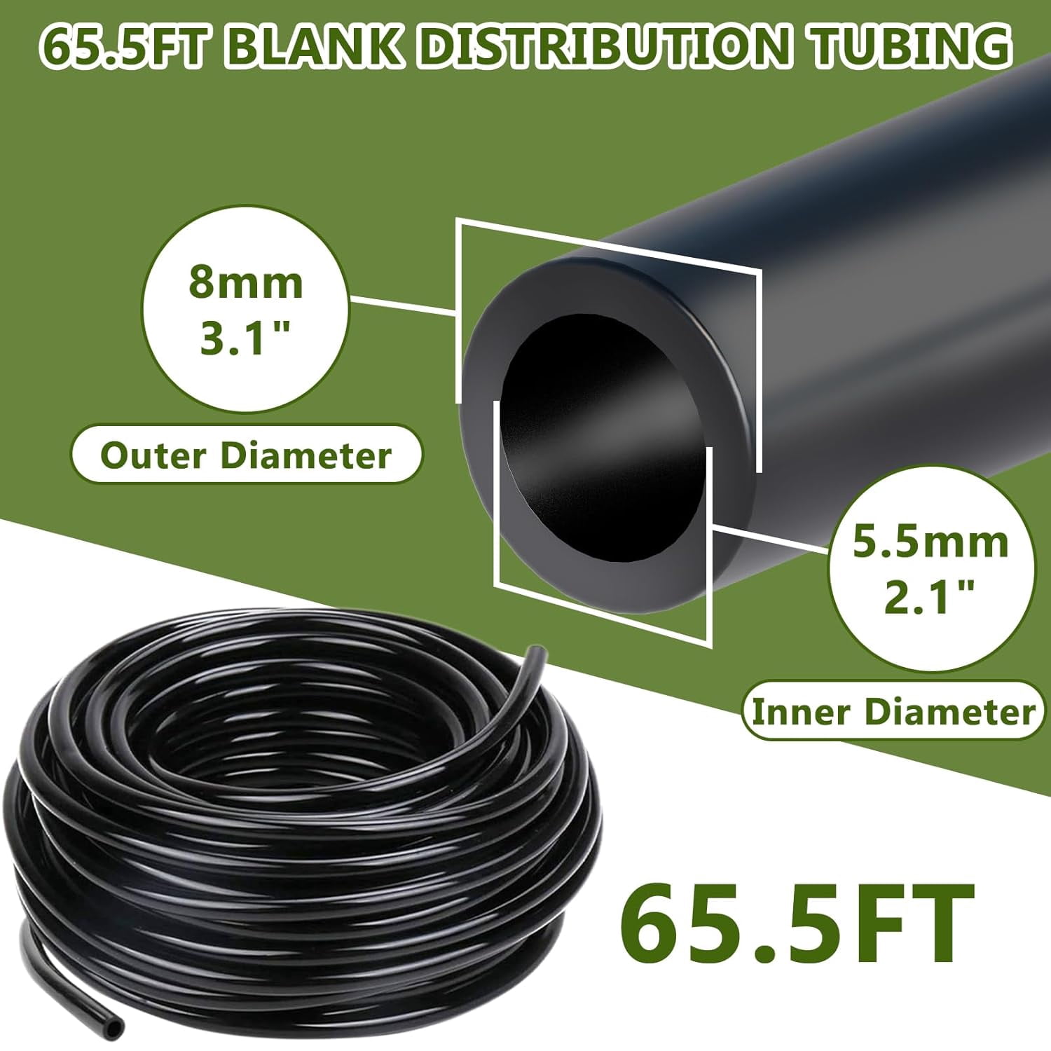 65.6FT/20M Drip Irrigation System, 360° Bendable Irrigation System for Garden, Garden Watering System with Quick Connector and Adjustable Nozzles, Drip Irrigation Kit for Greenhouse, Yard, Plants