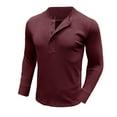 thumbnail image 3 of GigrtiJin Men's Pullover Tops Long Sleeved Solid Color Button Shirts Fashion Casual Lightweight Basic Shirts, 3 of 5