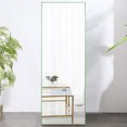 thumbnail image 3 of 64in. x 21in. Modern Aluminum Alloy Thin Grass Green Framed Full Length Floor Mirror With Standing, 3 of 5