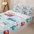 thumbnail image 3 of Homewish Colorful Cartoon Airplane Zipper Twin Comforter Sets with Fitted Sheet and 2 Pillowcases,Multicolor Aircraft Theme Zipper Bedding Set For Boys Kids,Reversible,4-Piece, 3 of 7