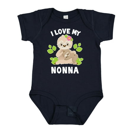 

Inktastic Cute Sloth I Love My Nonna with Green Leaves Gift Baby Boy or Baby Girl Bodysuit