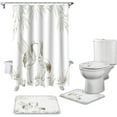 thumbnail image 2 of FMSHPON Art 4 Piece Bathroom Set Shower Curtain Bath Rug Contour Mat and Toilet Lid Cover, 2 of 7