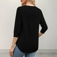 thumbnail image 6 of Olyvenn 3/4 Length Sleeve Womens Tops Casual Summer Trendy T Shirt Eyelet Pleated Crewneck Three Quarter Sleeve Tunic Blouse Black S, 6 of 9