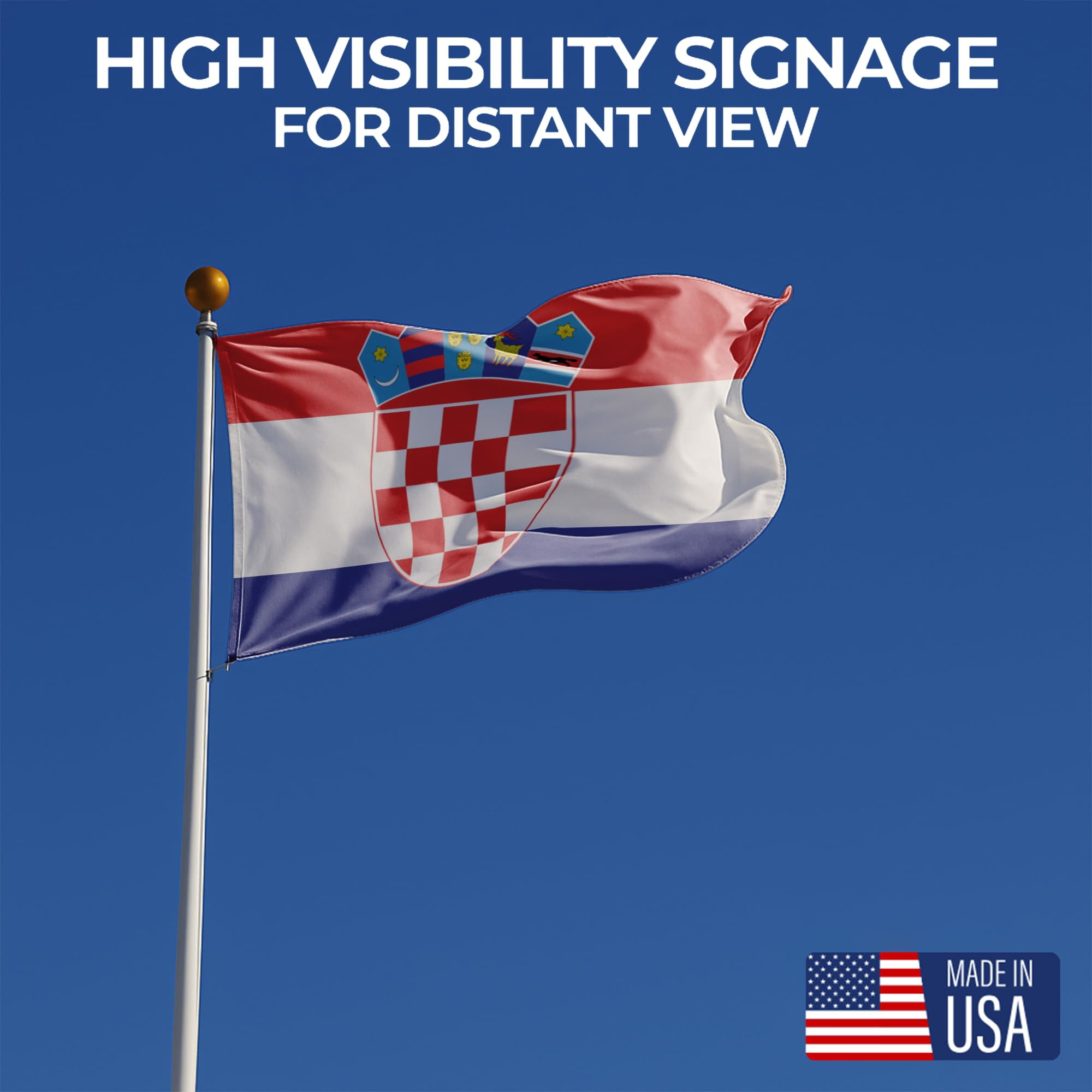Croatia Outdoor Flag (1x1.5ft) by DreamController - Durable, Fade-Resistant Polyester, Double-Stitched, Brass Grommets - HD Printed Southern Europe Flag - Made in USA