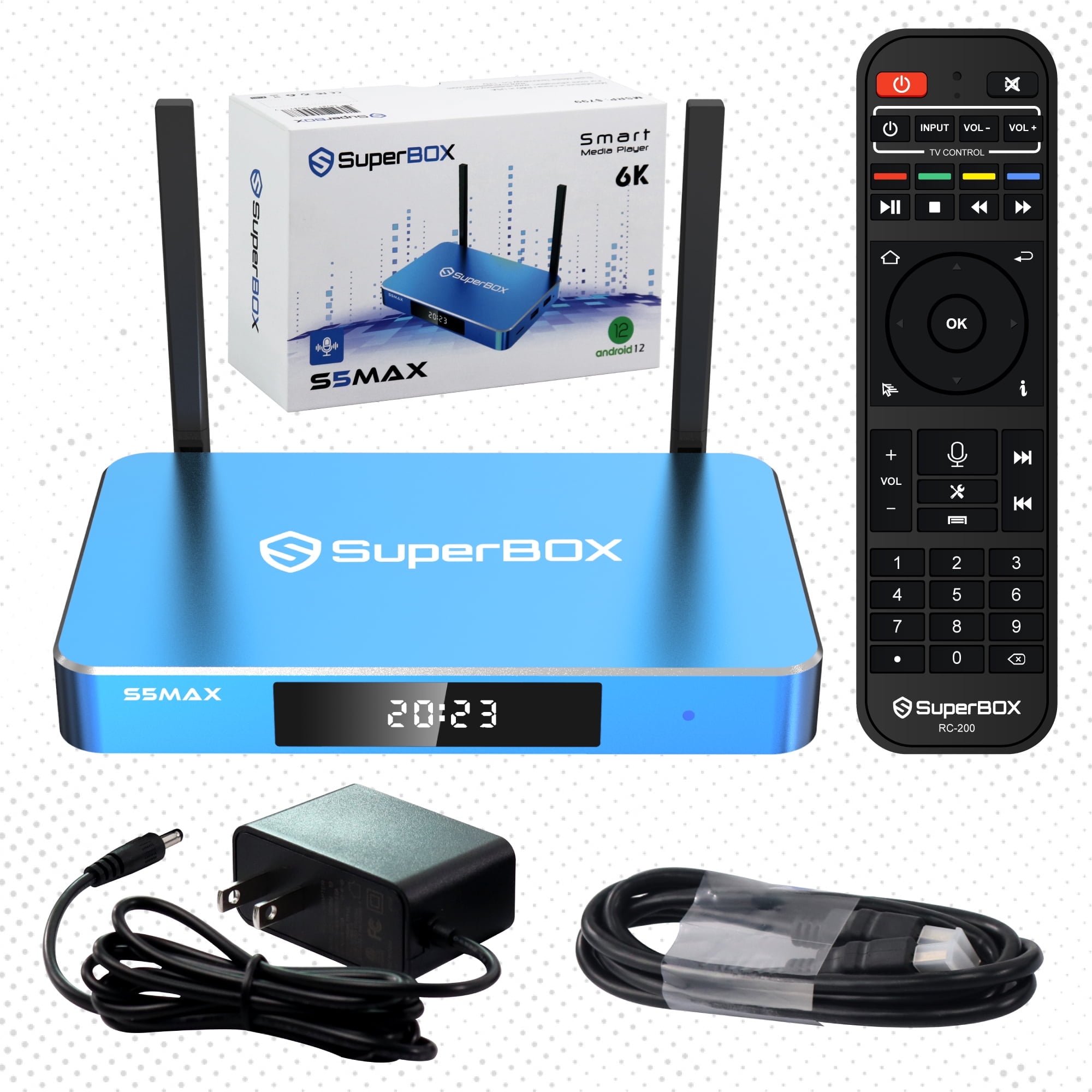 Super Box S6 Max 2025 Fully Loaded, 4GB RAM+64GB ROM, Superbox S6Max Smart TV Box with Voice Remote, 2T2R Dual Band Wifi, Easy Setup Guide & Phone Support by Authorised Besttop Seller