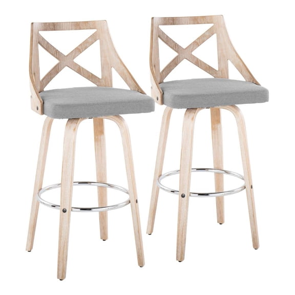LumiSource Grey Charlotte 30" Fixed-Height Barstool - Set of 2