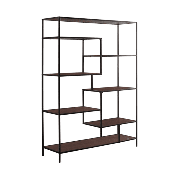 Freestanding Storage Shelf, Corner Bookcase Bookshelf w/7 Staggered