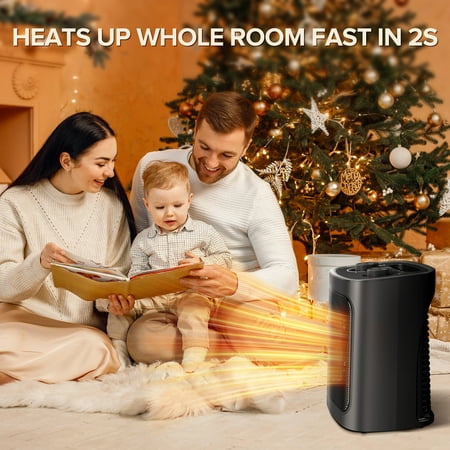 Auseo 750W/1500W Space Heater with ETL Certified, 2S Rapid Heating, Multiple Safety Protection, Ceramic Heater for Home/Bathroom/Kitchen/Office, Black