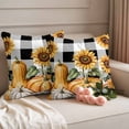 thumbnail image 2 of Orange Pumpkin Fall Outdoor Waterproof Pillow Covers, Thanksgiving Sunflower Black Checked Decorative Square Throw Pillowcase Sofa Cushion Sham for Patio/Couch/Chair, 24"x24" 2 Pack, 2 of 8
