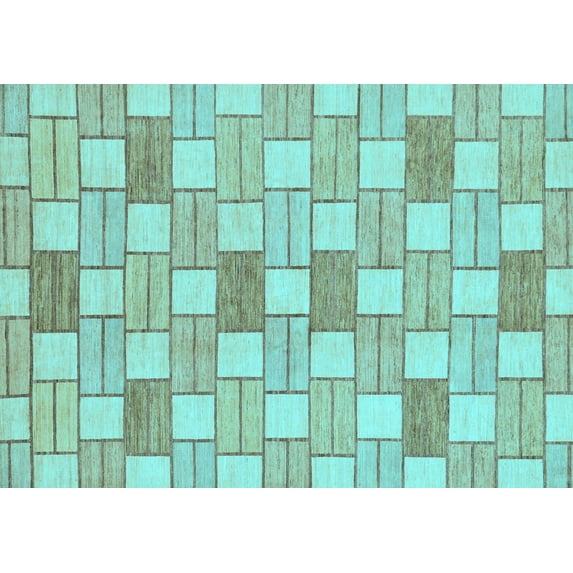 Ahgly Company Indoor Rectangle Abstract Light Blue Modern Area Rugs, 7' x 9'