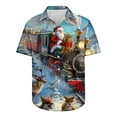 thumbnail image 4 of Camisas de Manga Larga para Hombres, Botón de Impresión Blusa de Cuello, Camisa de Poliéster de Moda Casual, 4 of 5