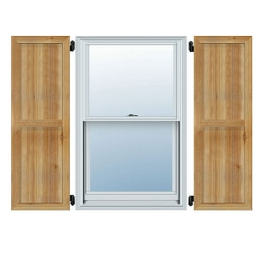 10 3/4"W X 42"H Timbercraft Two 5 3/8" Boards Framed Board-N-Batten Shutters, Rough Sawn Western Red Cedar (Per Pair)