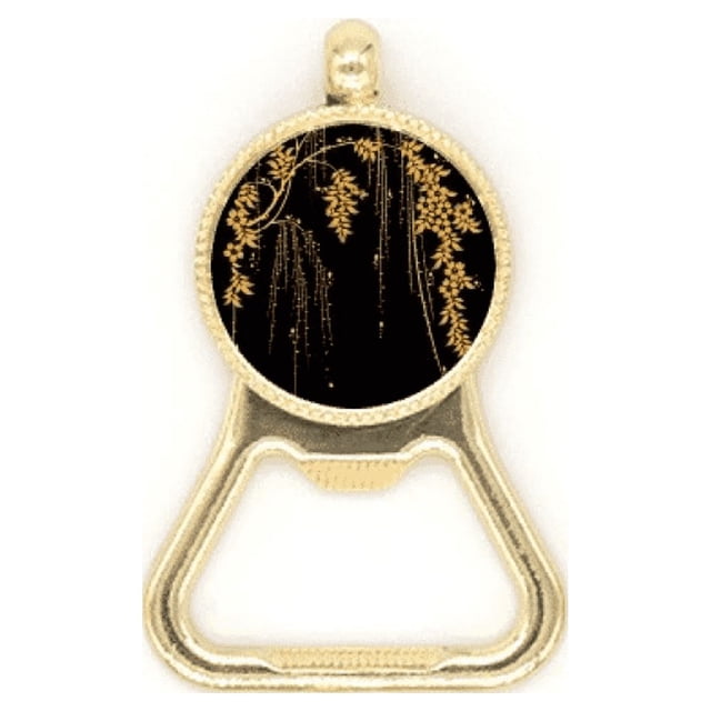 PaintingJ apanese Yellow Flower Beer Bottle Cap Opener Stainless Steel Key Chain