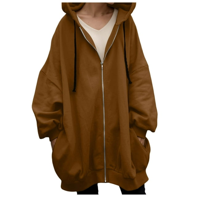 Veste Longue à Capuche pour Femmes Manteau d'Hiver Chaud à Fermeture Éclair Décontracté pour Temps Froid