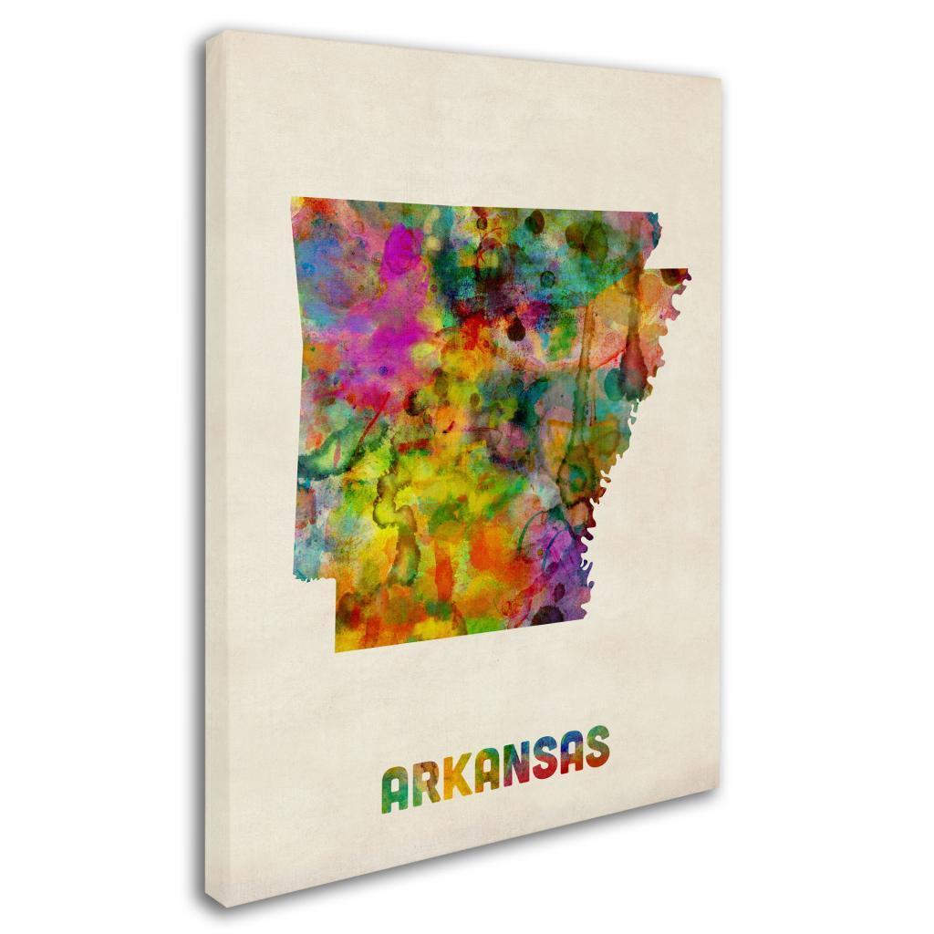 Trademark Fine Art "Arkansas Map" Canvas Wall Art by Michael Tompsett
