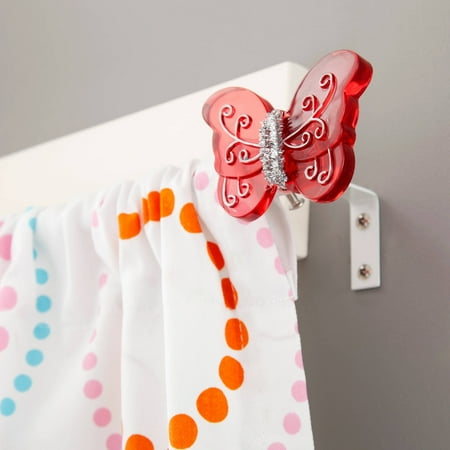 Kenney Butterfly Kids Window Curtain Rod, 5/8" Diameter, 28-48" Length, Pink