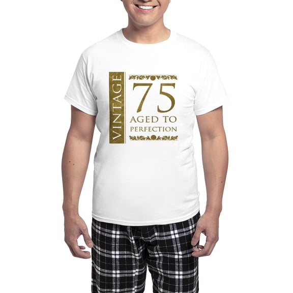 CafePress - Fancy Vintage 75Th Birthday Men's Light Pajamas - Men's Light Loose Fit Cotton Pajama Set
