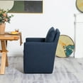 thumbnail image 2 of 25" Wide Upholstered Dining Chairs with Casters Modern Performance Fabric Down Cushion Rolling Dining Armchair for Kitchen Dining Room Living Room (Indigo), 2 of 10